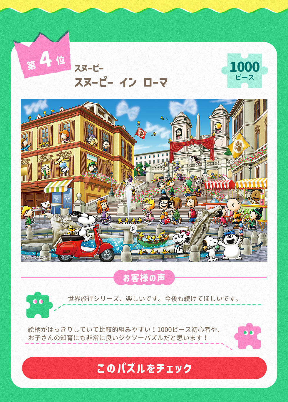 スヌーピー イン ローマ （スヌーピー）　1000ピース