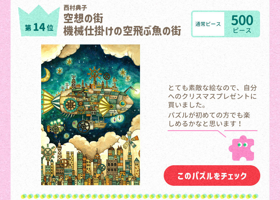 空想の街 機械仕掛けの空飛ぶ魚の街 （西村典子）　500ピース