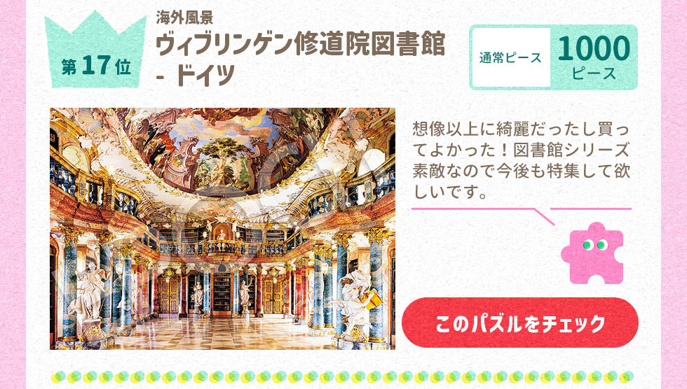 ヴィブリンゲン修道院図書館－ドイツ （海外風景）　1000ピース